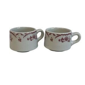 Shenango China Coffee Cups Lot of 2 Red‎ Floral Pattern Made in USA